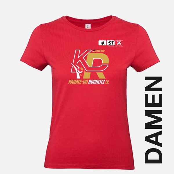Baumwollshirt rot Damen Karate-Do gold/weiss  S
